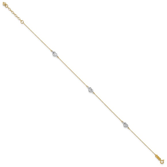 14k Two-tone Puff Heart Charm 10in Plus 1\